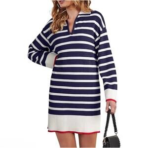0523 NWT Dokotoo 2XL Sweater Tunic / dress Navy/ White